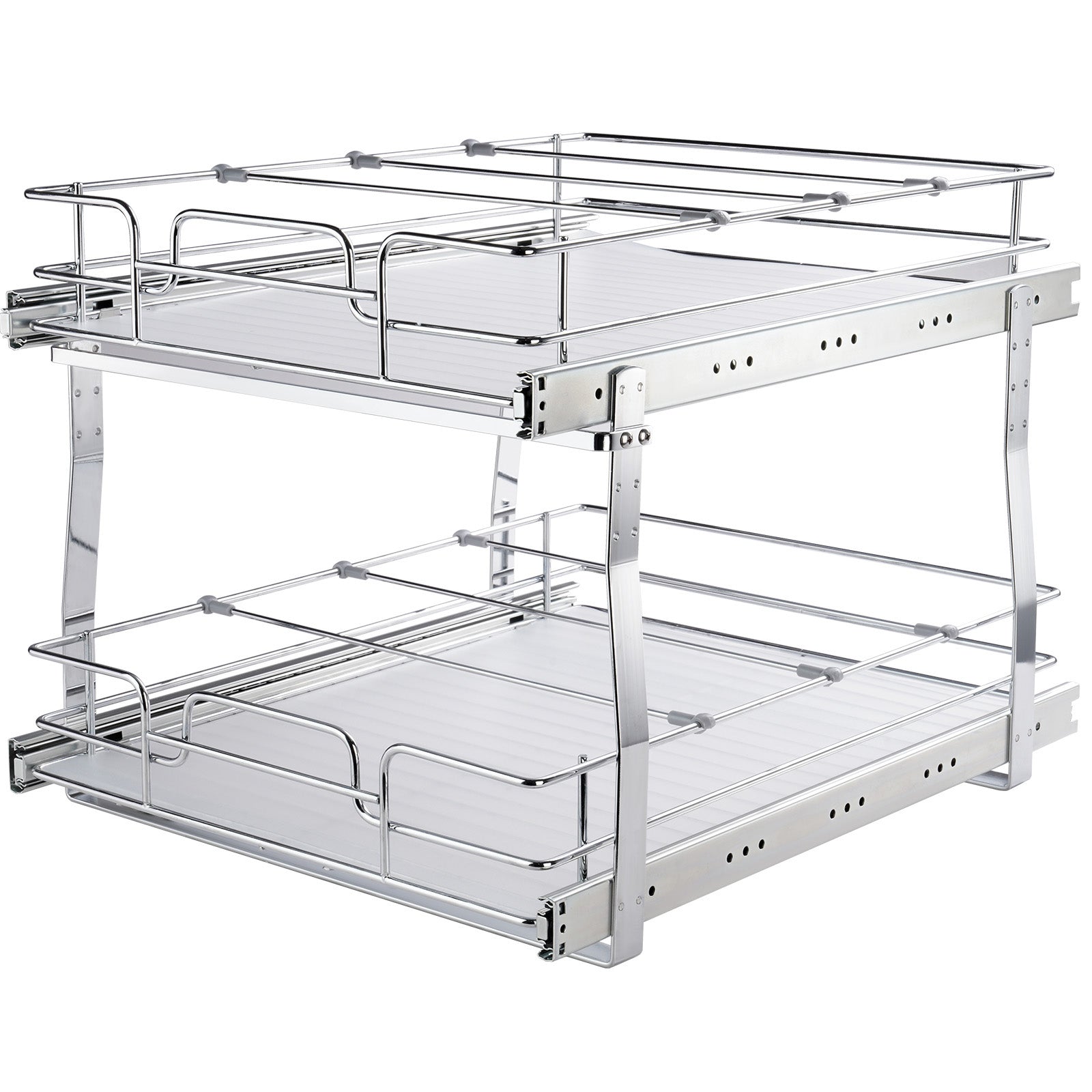 2 Tier 20"Wx21"Dx15"H Pull Out Cabinet Organizer, Heavy Duty Slide Out Pantry Shelves, Steel Roll Out Drawers, Sliding Drawer Storage for Home, 21.5"Wx22"Dx18"H Install Size for Cabinet