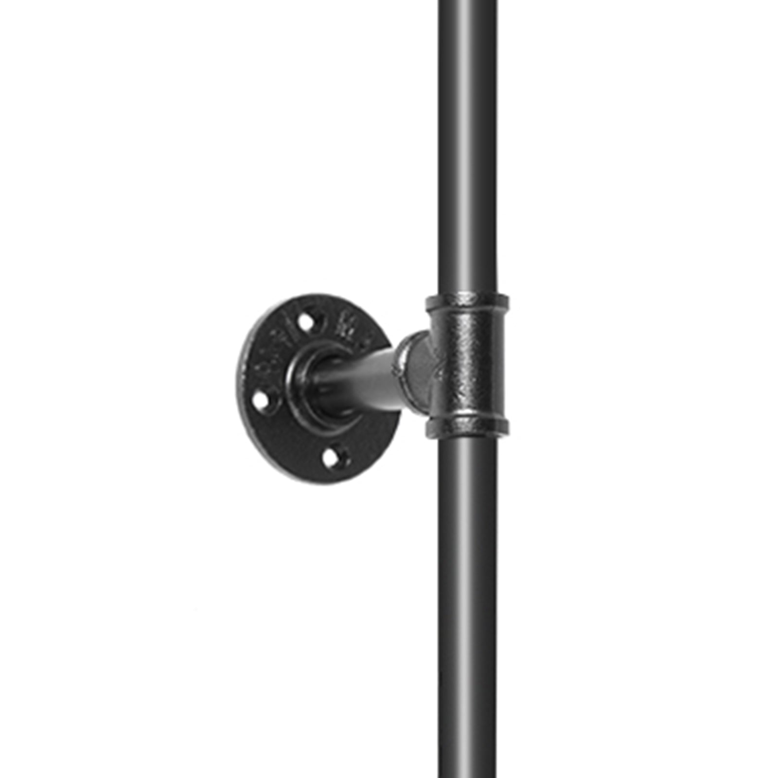 Pipe Stair Handrail, 10FT Staircase Handrail, 440LBS Load Capacity Carbon Steel Pipe Handrail, Industrial Pipe Handrail with Wall Mount Support, Round Corner Wall Handrailing for Indoor, Outdoor