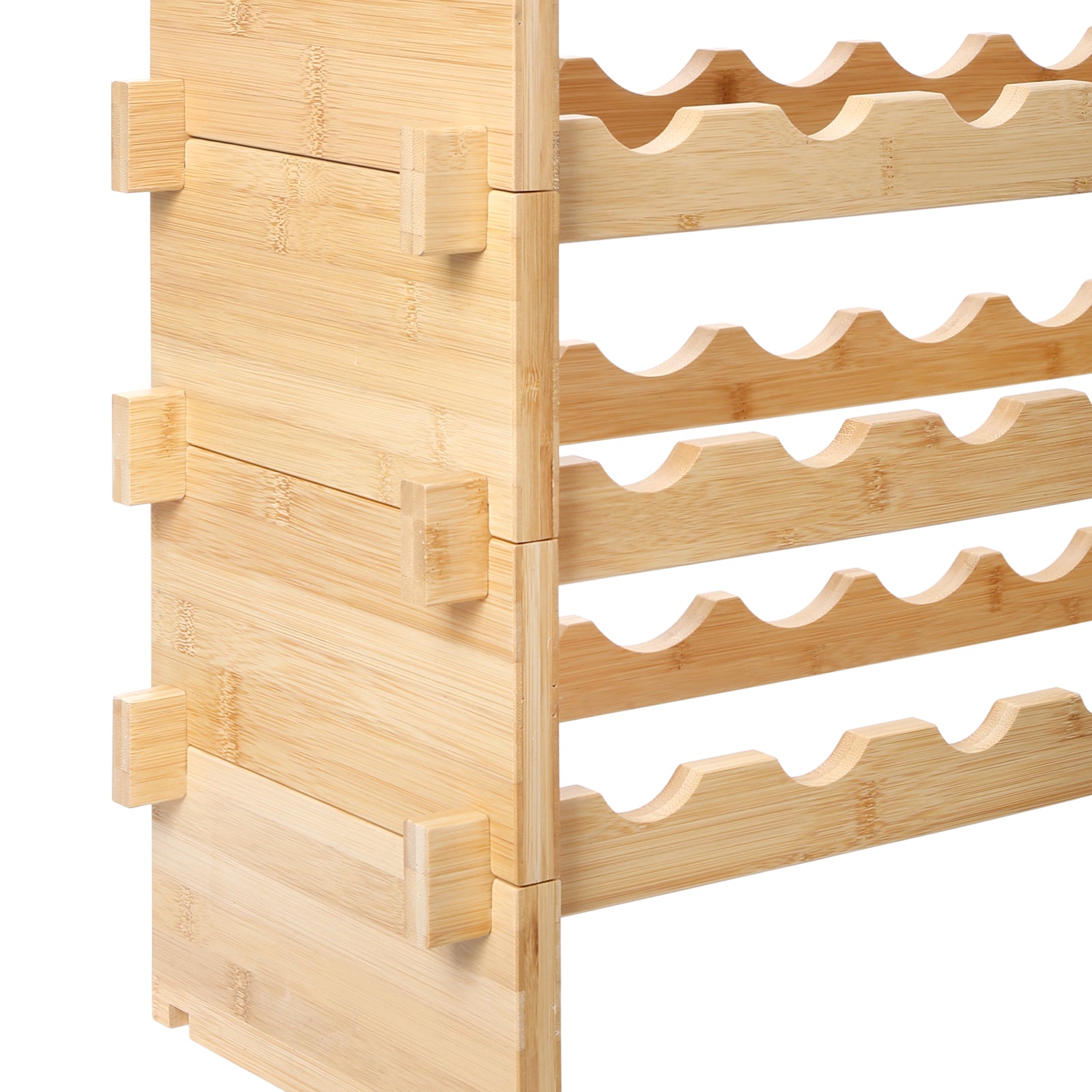 72 Bottle Stackable Modular Wine Rack Bamboo Wood Display Shelf 8-Tier