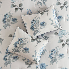 7 Piece Printed Seersucker Comforter Set with Throw Blanket Blue Full/Queen