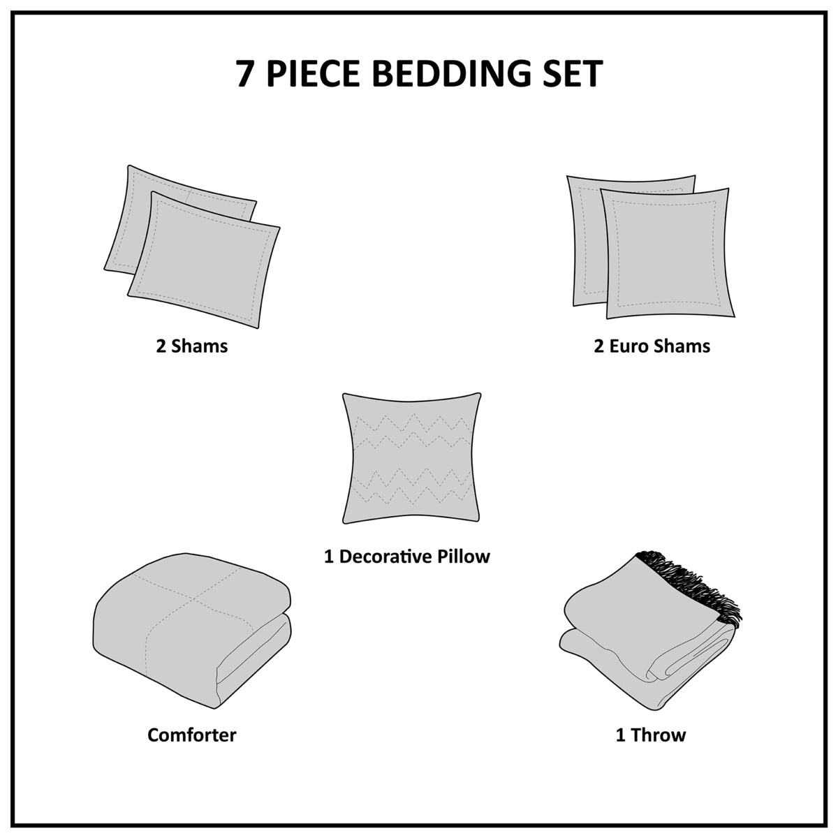 7 Piece Printed Seersucker Comforter Set with Throw Blanket Blue Full/Queen