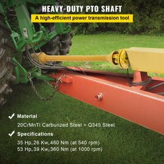 PTO Shaft, 1-3/8" PTO Drive Shaft, 6 Spline Both Ends PTO Driveline Shaft, Series 4 Tractor PTO Shaft, 31.5"-41" Brush Hog PTO Shaft, Yellow PTO Shaft w/Slip Clutch for Bush Hog/Finish Mower