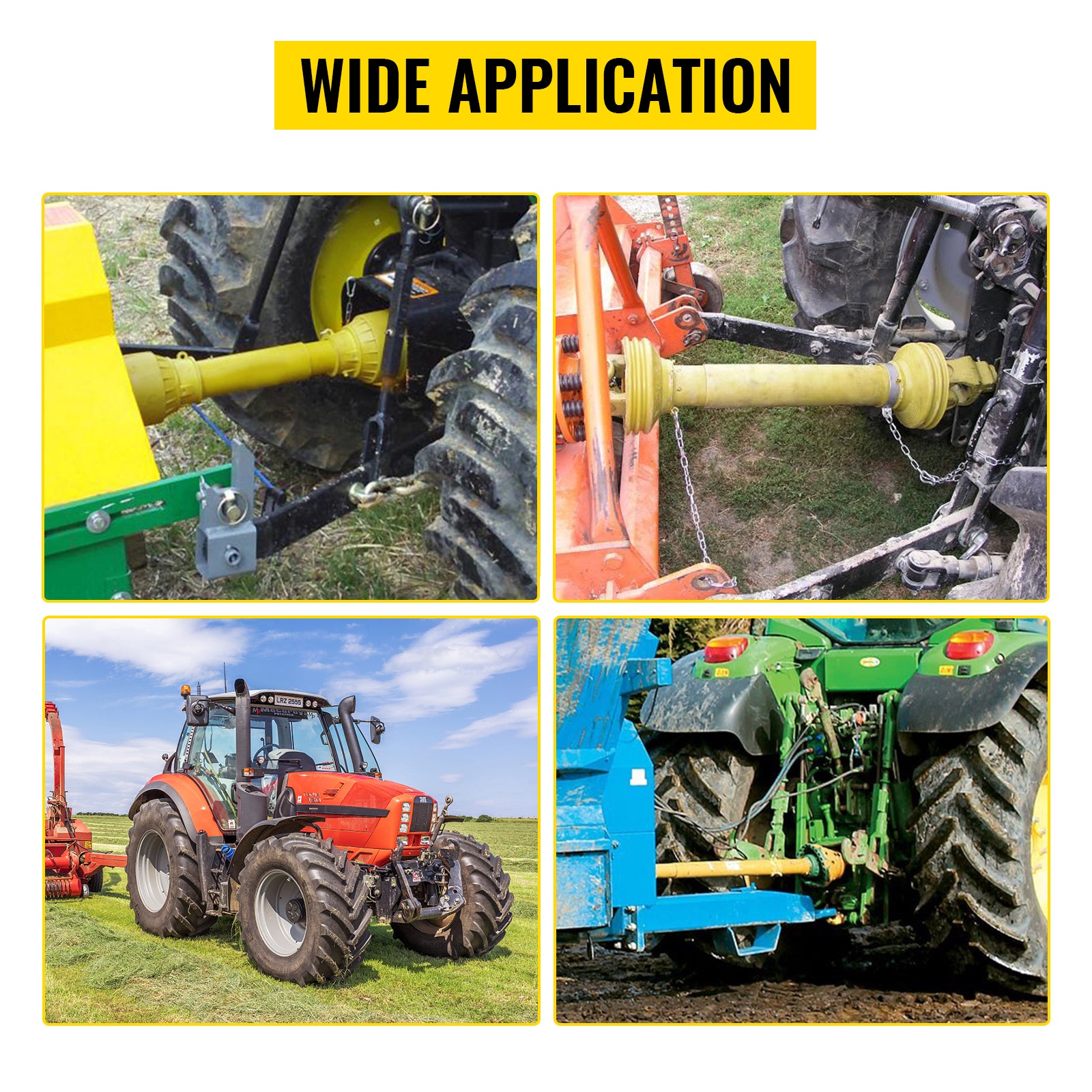 PTO Shaft, 1-3/8" PTO Drive Shaft, 6 Spline Both Ends PTO Driveline Shaft, Series 4 Tractor PTO Shaft, 31.5"-41" Brush Hog PTO Shaft, Yellow PTO Shaft w/Slip Clutch for Bush Hog/Finish Mower