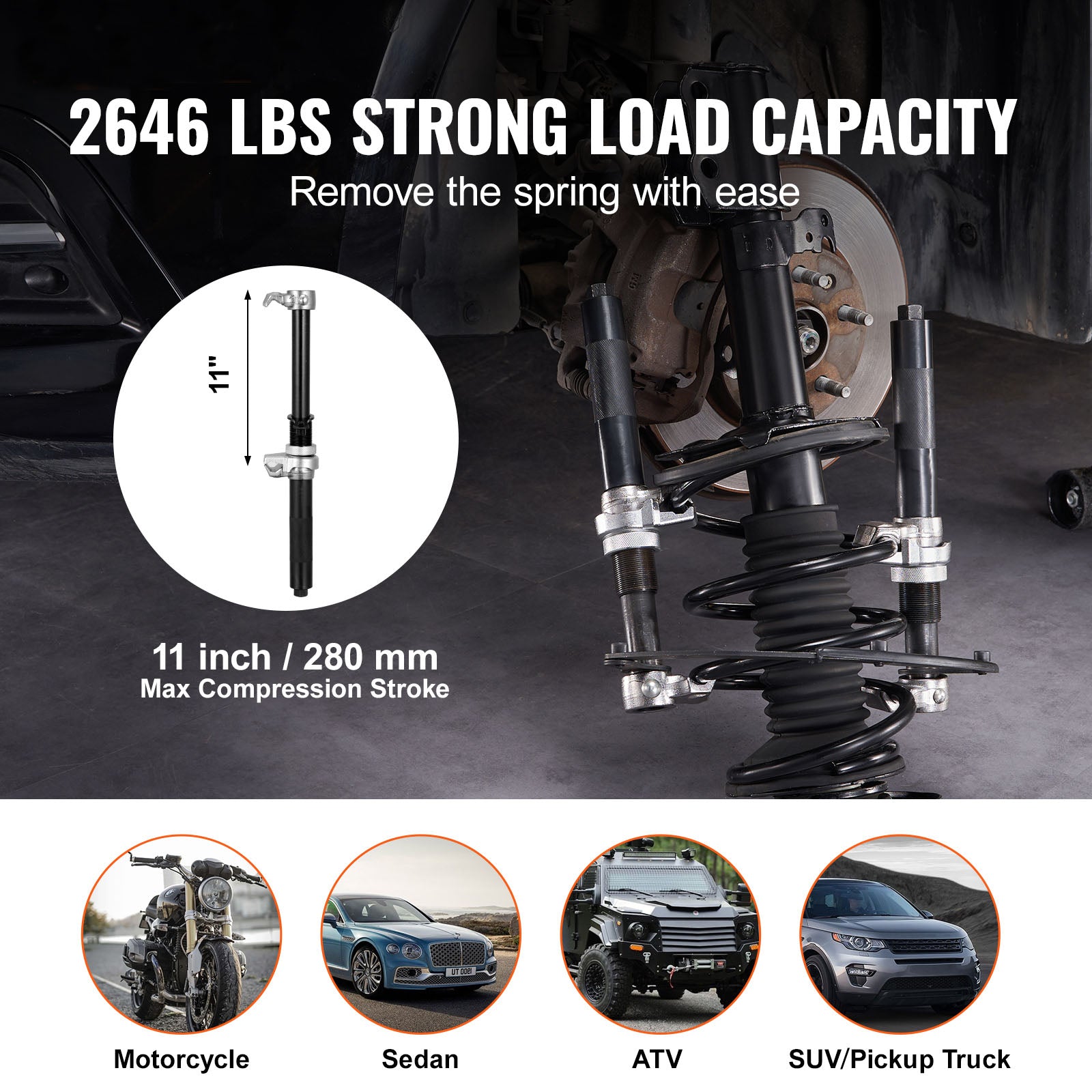 Coil Spring Compressor Tool, 2 pcs Heavy Duty Macpherson Strut Spring Compressor Set, 2646 lbs Strut Spring Compressor with Safety Bracket and Carrying Case, for Car Truck ATV UTV