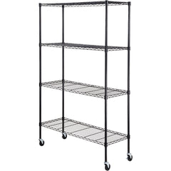 Storage Shelving Unit with Wheels, 4-Tier Adjustable, 700 lbs Capacity, Heavy Duty Garage Shelves Metal Organizer Wire Rack, Black, 47.2" L x 17.7" W x 74" H for Kitchen Pantry Basement Bathroom