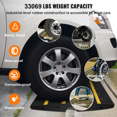 Rubber Curb Ramp for Driveway 1 Pack, 15T Heavy Duty Sidewalk Curb Ramp, 2.6" Rise Height Cable Cover Curbside Bridge Ramp for Garage for Low Cars, Wheelchairs
