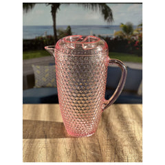 2.5 Quarts Water Pitcher with Lid, Diamond Cut Unbreakable Plastic Pitcher, Drink Pitcher, Juice Pitcher with Spout BPA Free