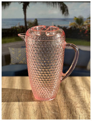 2.5 Quarts Water Pitcher with Lid, Diamond Cut Unbreakable Plastic Pitcher, Drink Pitcher, Juice Pitcher with Spout BPA Free