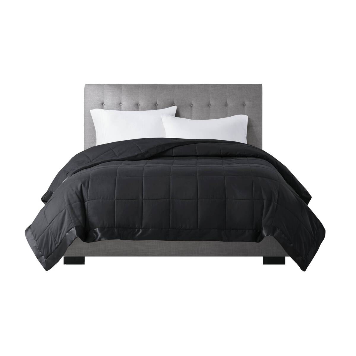 Lightweight Down Alternative Blanket with Satin Trim Black King