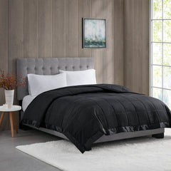 Lightweight Down Alternative Blanket with Satin Trim Black King