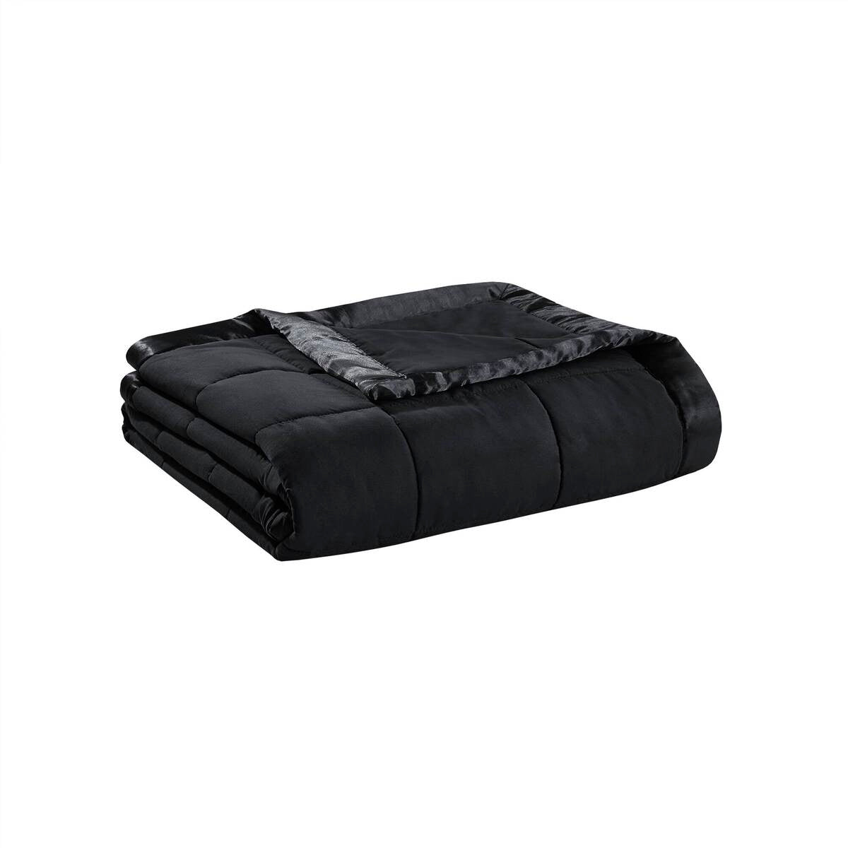 Lightweight Down Alternative Blanket with Satin Trim Black King