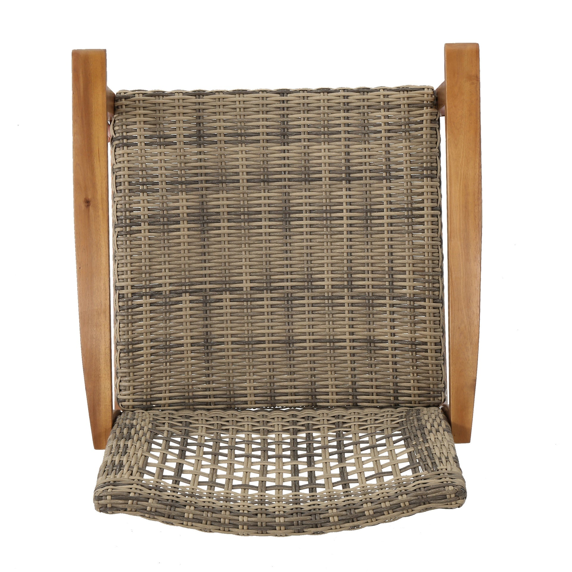 Outdoor Acacia Wood Wicker Club Chairs with Acacia Wood Frame, 2-Pcs Set