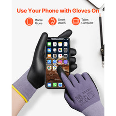 Work Gloves 12-Pair Touch Screen Nitrile-Coated Garden Construction Gloves