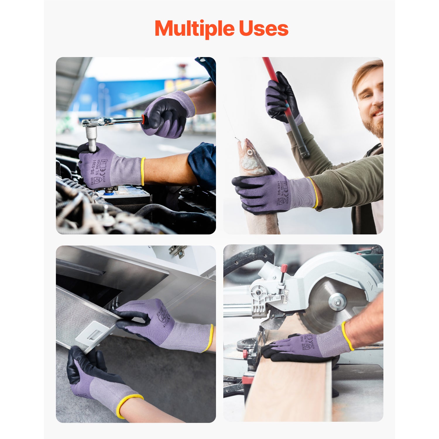 Work Gloves 12-Pair Touch Screen Nitrile-Coated Garden Construction Gloves