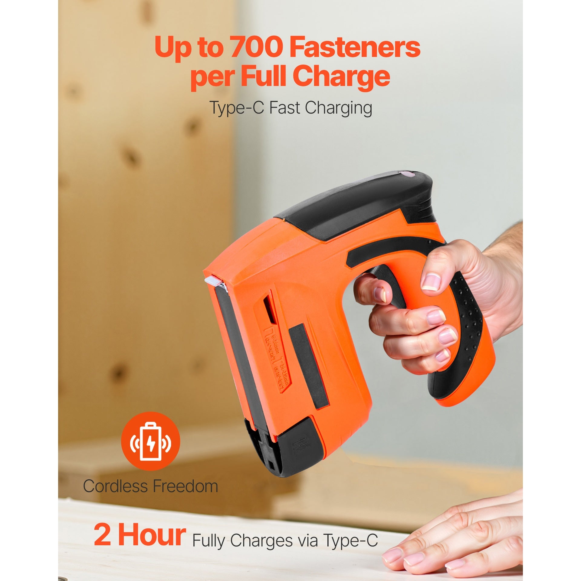 Cordless Brad Nailer, 2-in-1 Nail Gun Staple Gun, 18 Gauge 5/8 inch, Battery Powered, with 1000 Pcs Staples and 1000 Pcs Nails, Non-Slip Rubber Grip, for Woodworking, Carpentry and DIY Projects