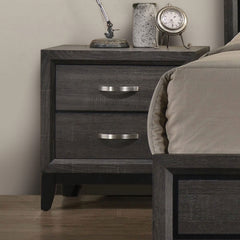 Two Tone Design 1pc Nightstand Two Drawers Wooden Legs Gray Finish Bedroom Furniture