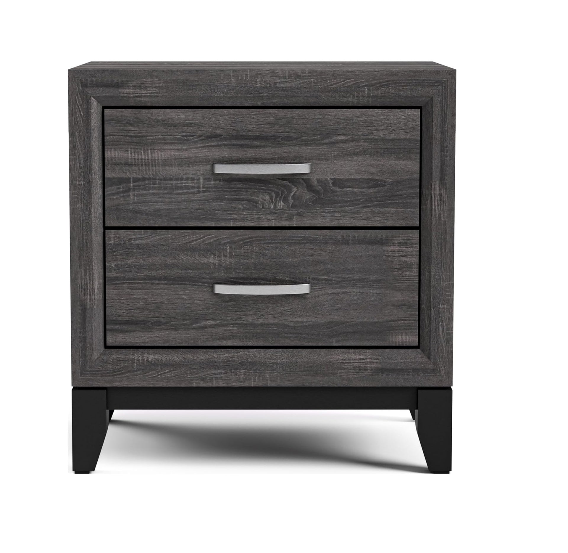 Two Tone Design 1pc Nightstand Two Drawers Wooden Legs Gray Finish Bedroom Furniture