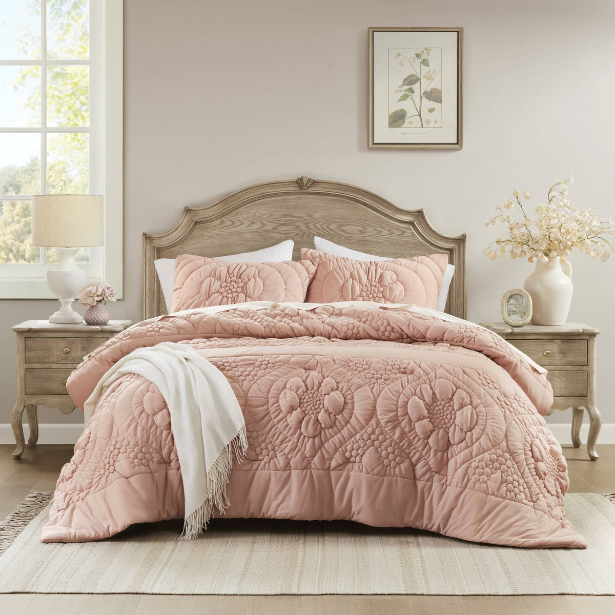 3-Piece Full/Queen Comforter Set,Pink
