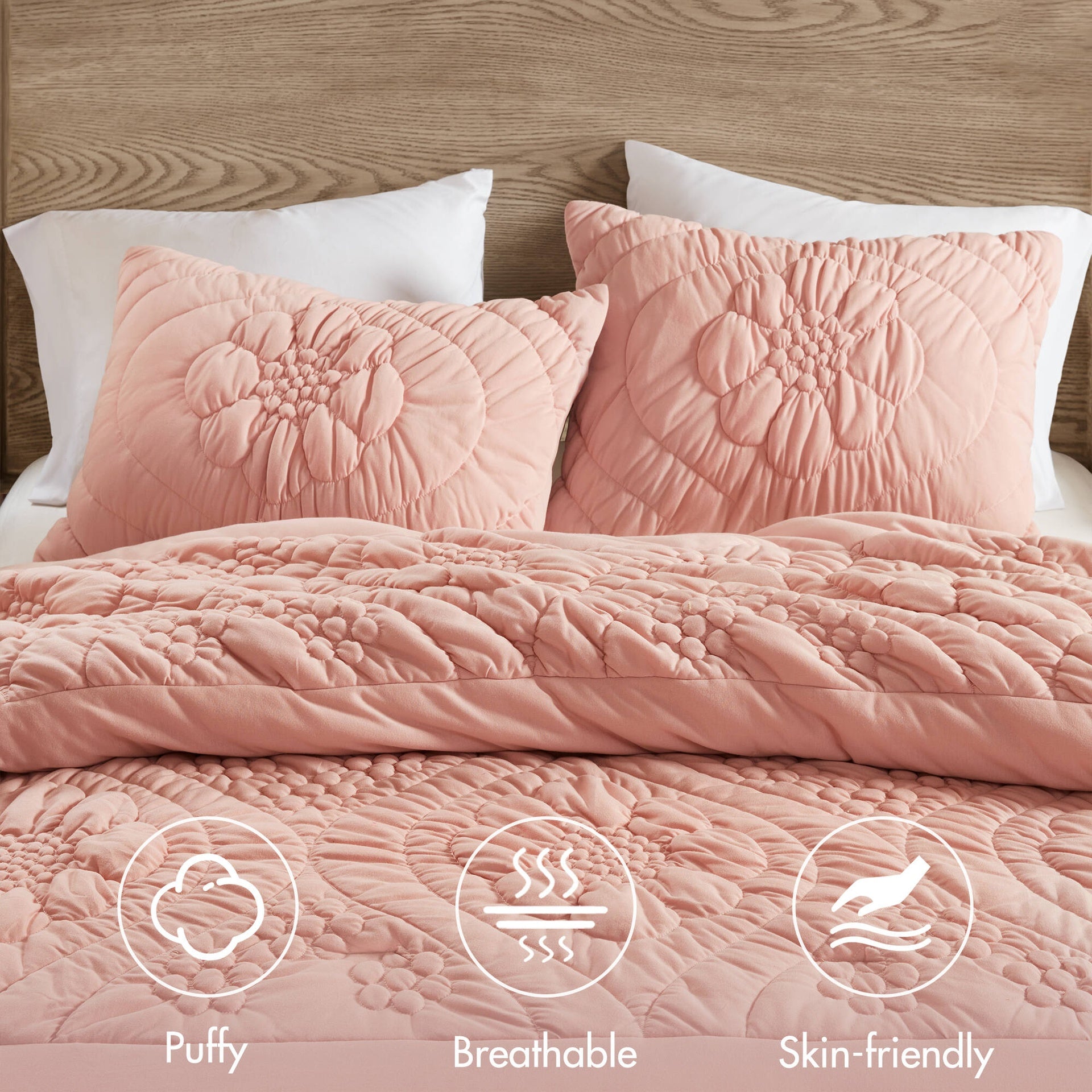 3-Piece Full/Queen Comforter Set,Pink