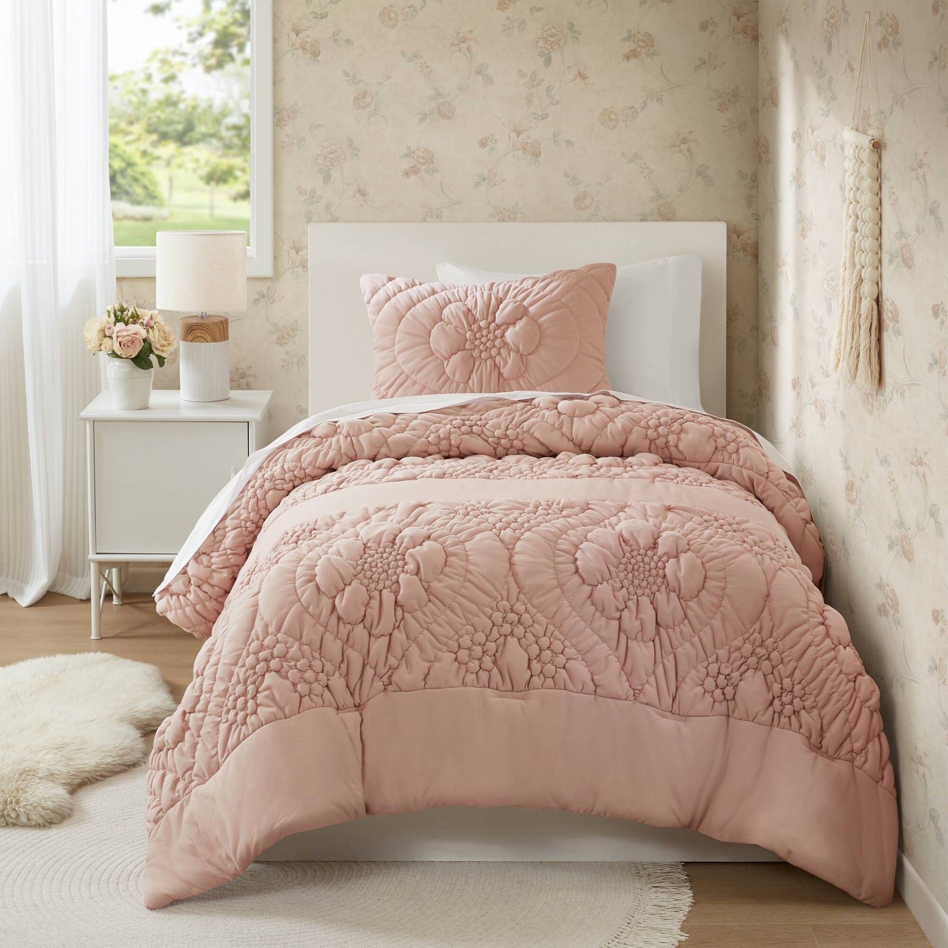 3-Piece Full/Queen Comforter Set,Pink