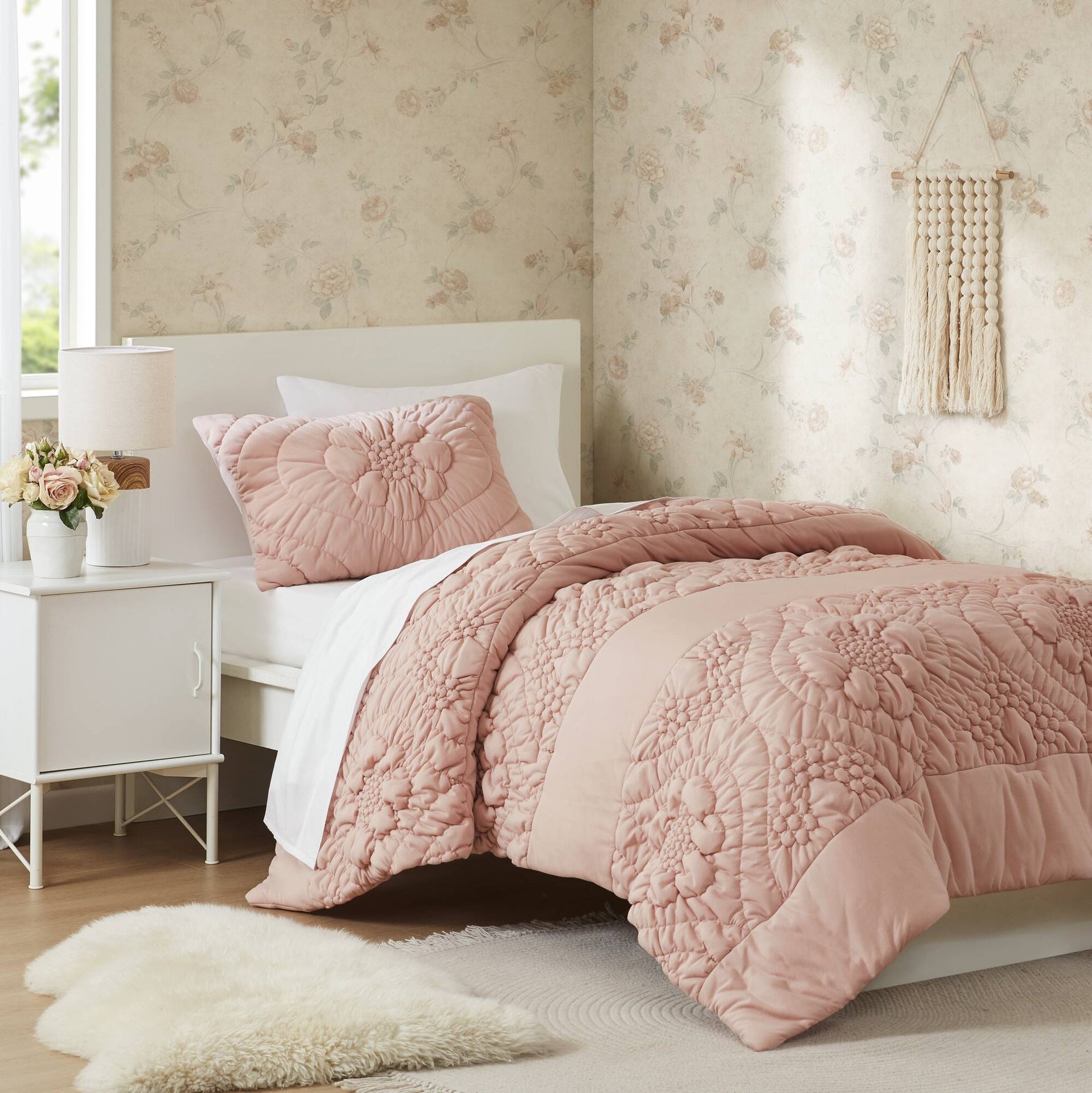 3-Piece Full/Queen Comforter Set,Pink
