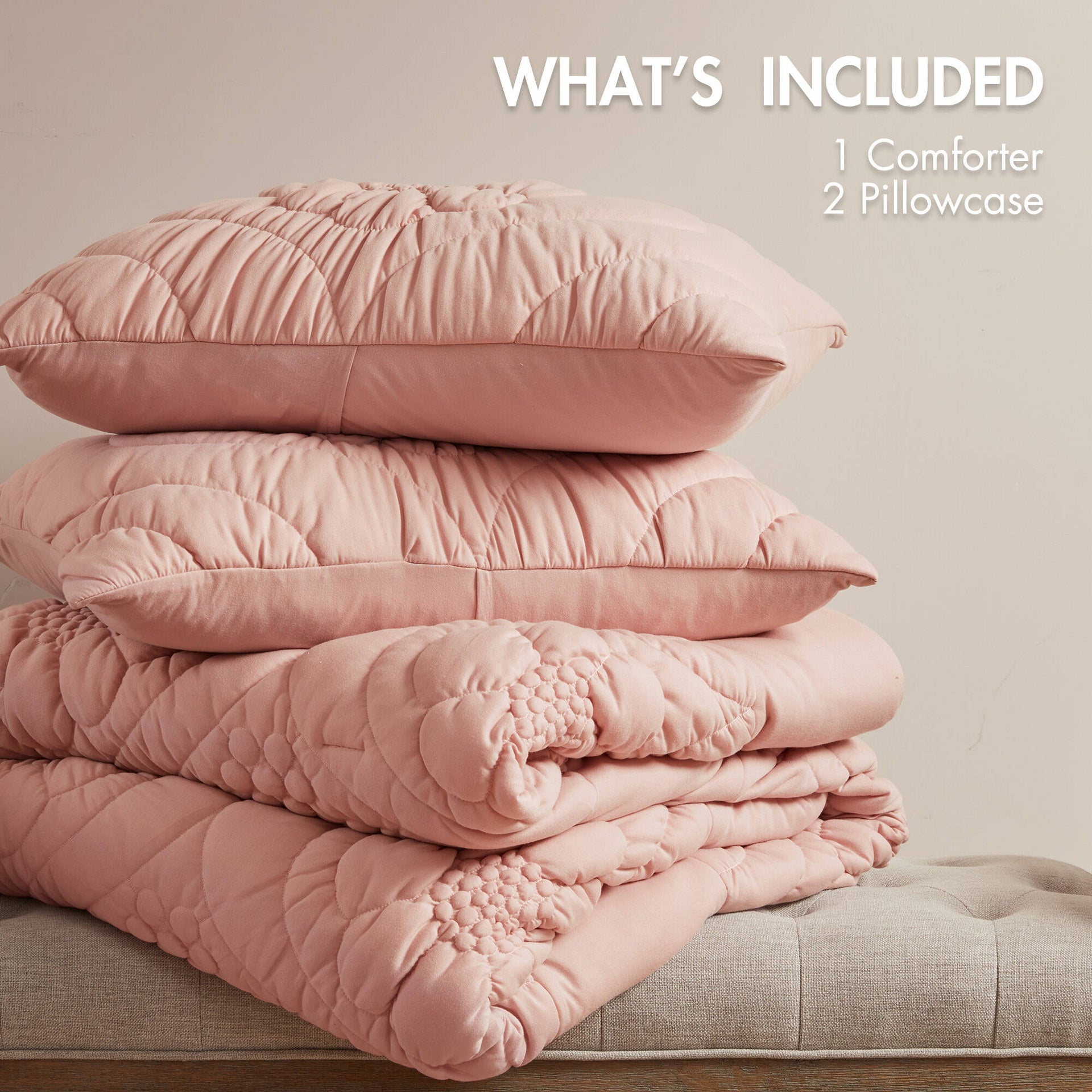 3-Piece Full/Queen Comforter Set,Pink