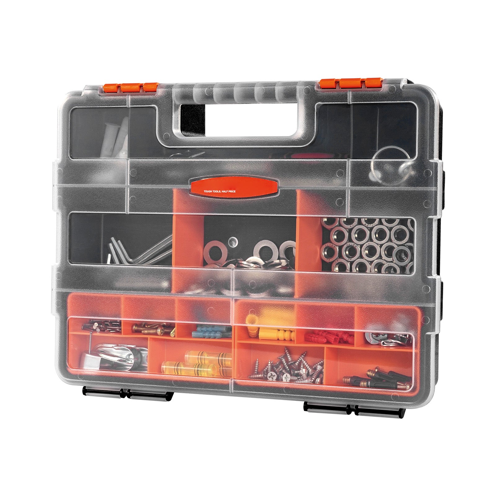 3-Pack Small Parts Organizer, 21 Compartments Tools Organizer Box with Removable Dividers, High-Quality PP Hardware Storage Box with Safety Latch & Portable Handle for Nuts, Bolts, Screws, Nails