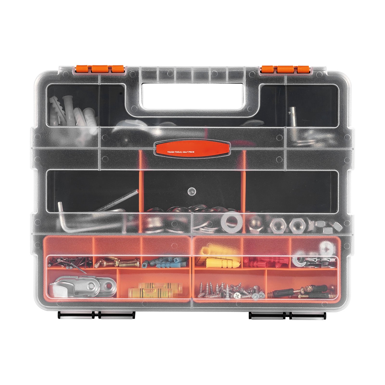 3-Pack Small Parts Organizer, 21 Compartments Tools Organizer Box with Removable Dividers, High-Quality PP Hardware Storage Box with Safety Latch & Portable Handle for Nuts, Bolts, Screws, Nails