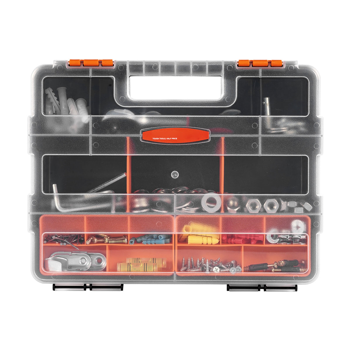 3-Pack Small Parts Organizer, 21 Compartments Tools Organizer Box with Removable Dividers, High-Quality PP Hardware Storage Box with Safety Latch & Portable Handle for Nuts, Bolts, Screws, Nails