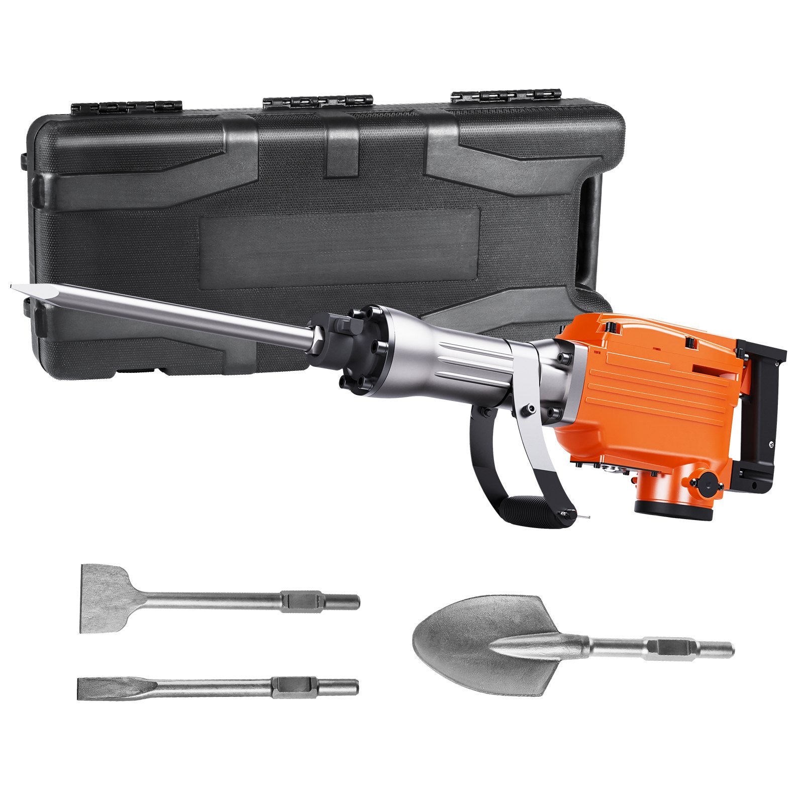 Demolition Jack Hammer, 2200W 1400 BPM Jack Hammer Concrete Breaker, Heavy Duty Electric Jack Hammer 6pcs Chisels Bit with Gloves, 360°C Swiveling Front Handle for Trenching and Breaking Holes