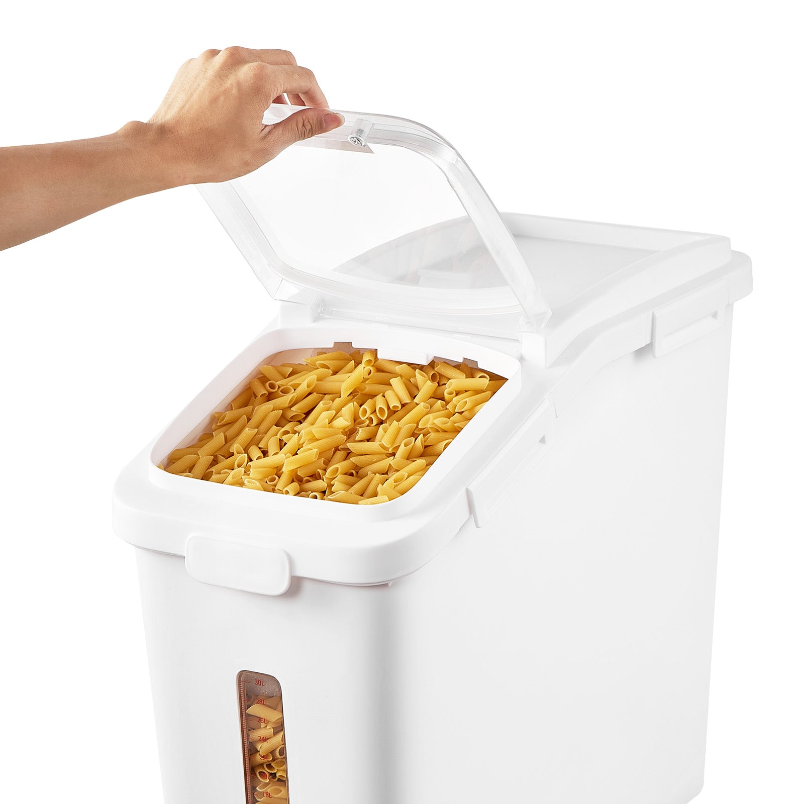 Ingredient Storage Bin, 11.4 Gallon Capacity Shelf Ingredient Bin, 280 Cup Flour Bins on Wheels Commercial Prosave Shelf-storage Ingredient Bin with Lid and Scoop Rice Bin for Kitchen White