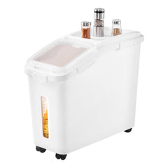 Ingredient Storage Bin, 11.4 Gallon Capacity Shelf Ingredient Bin, 280 Cup Flour Bins on Wheels Commercial Prosave Shelf-storage Ingredient Bin with Lid and Scoop Rice Bin for Kitchen White