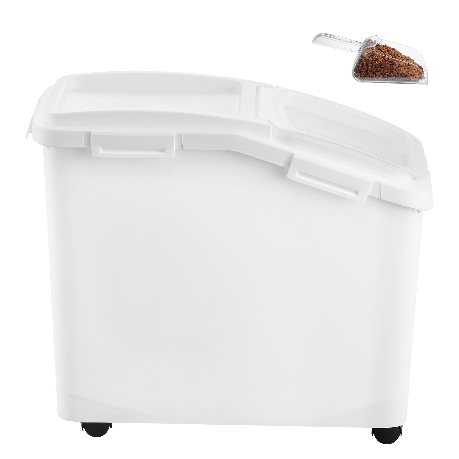 Ingredient Storage Bin, 11.4 Gallon Capacity Shelf Ingredient Bin, 280 Cup Flour Bins on Wheels Commercial Prosave Shelf-storage Ingredient Bin with Lid and Scoop Rice Bin for Kitchen White