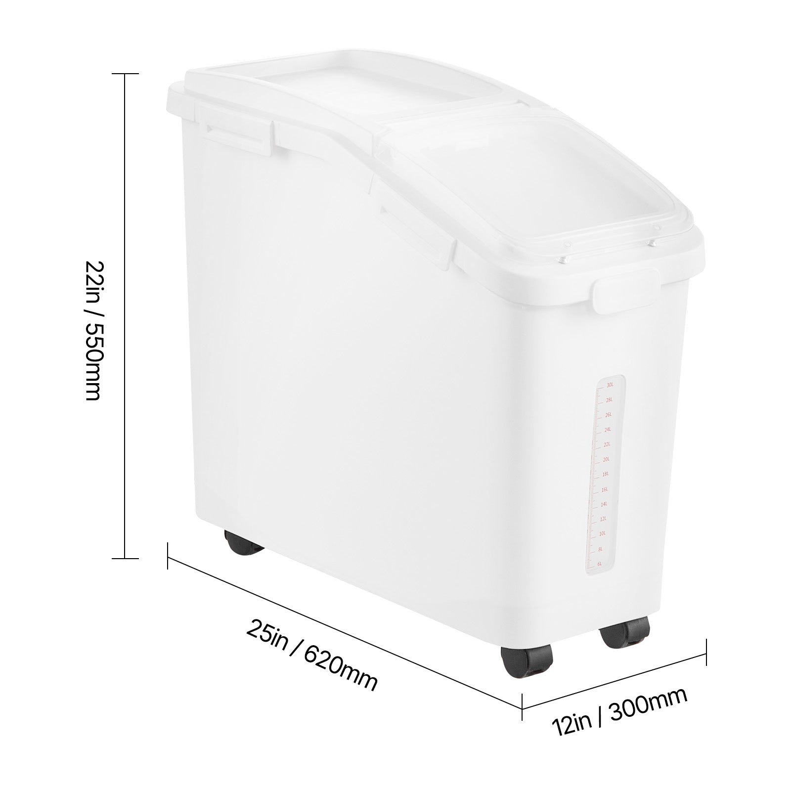 Ingredient Storage Bin, 11.4 Gallon Capacity Shelf Ingredient Bin, 280 Cup Flour Bins on Wheels Commercial Prosave Shelf-storage Ingredient Bin with Lid and Scoop Rice Bin for Kitchen White