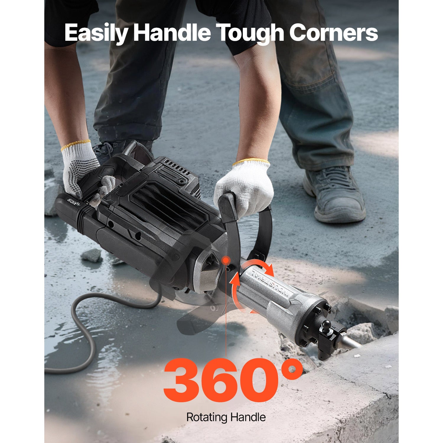 Demolition Jack Hammer, 3000 W Powerful Electric Jackhammer, 1700 BPM Concrete Breaker with a Point Chisel, Carrying Case, Gloves, Goggles, for Concrete, Wall, Brick, Tile and Foundation