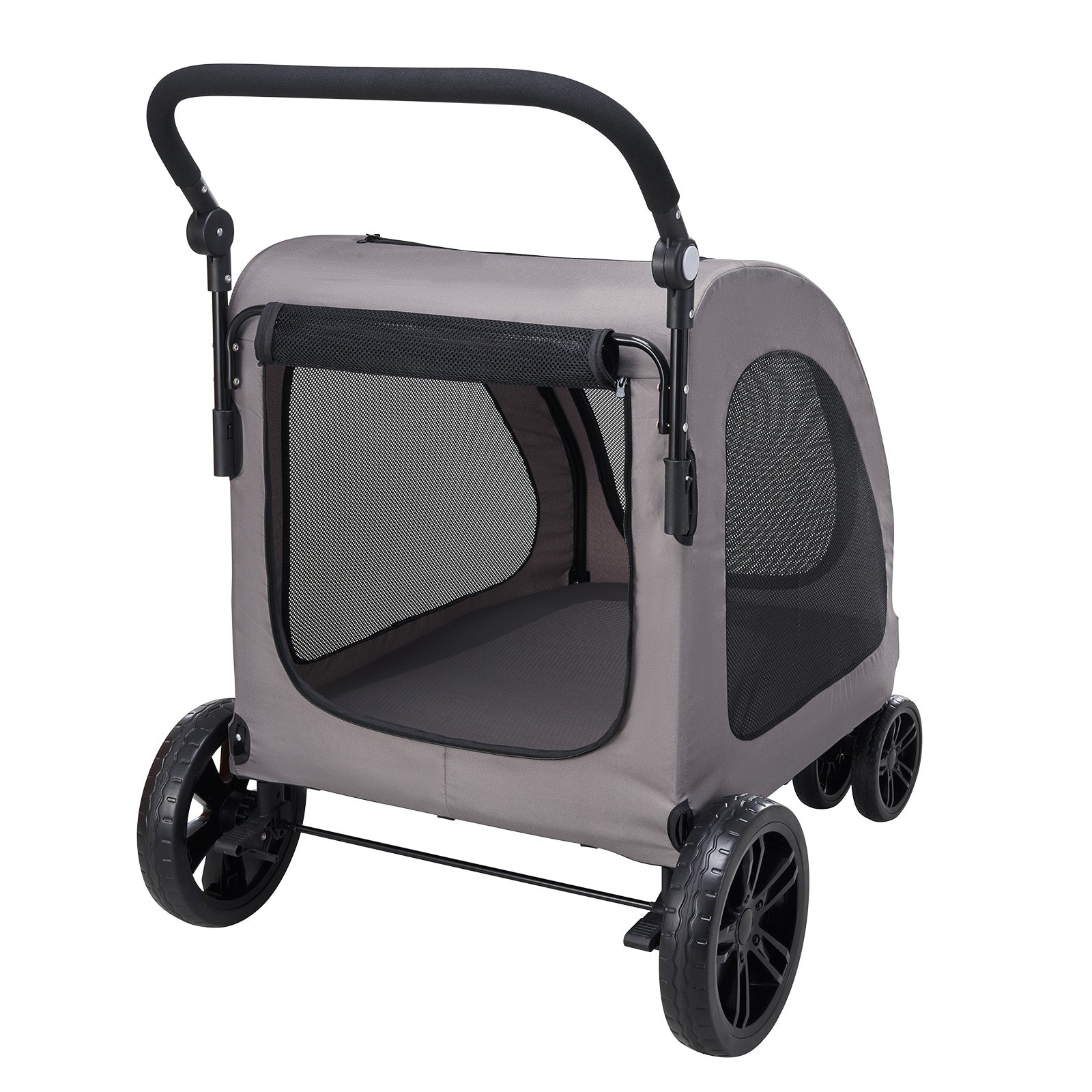 Pet Stroller 4-Wheels Dog Stroller Carrier 160lbs Weight Capacity Portable