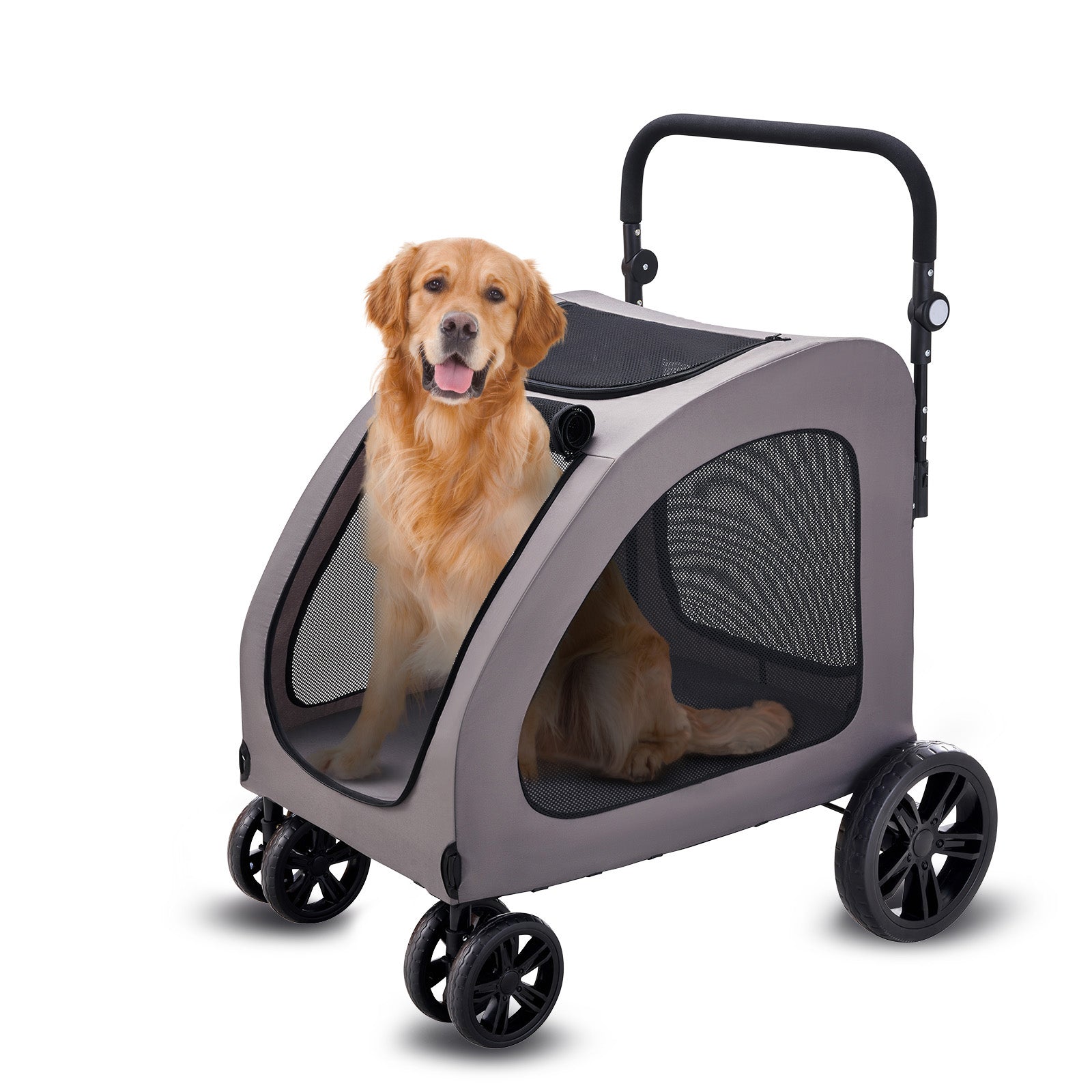 Pet Stroller 4-Wheels Dog Stroller Carrier 160lbs Weight Capacity Portable