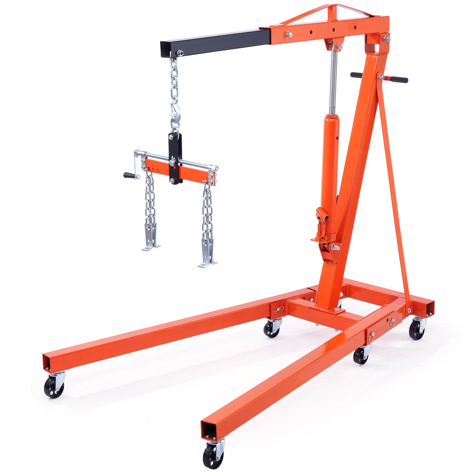 Hydraulic Engine Hoist with Lever, 2 Ton/4400 LBS Heavy-duty Cherry Picker Shop Crane, Foldable Engine Crane and Engine Hoist leveler for Auto Repair, Motors, Weights Lifting, Loading