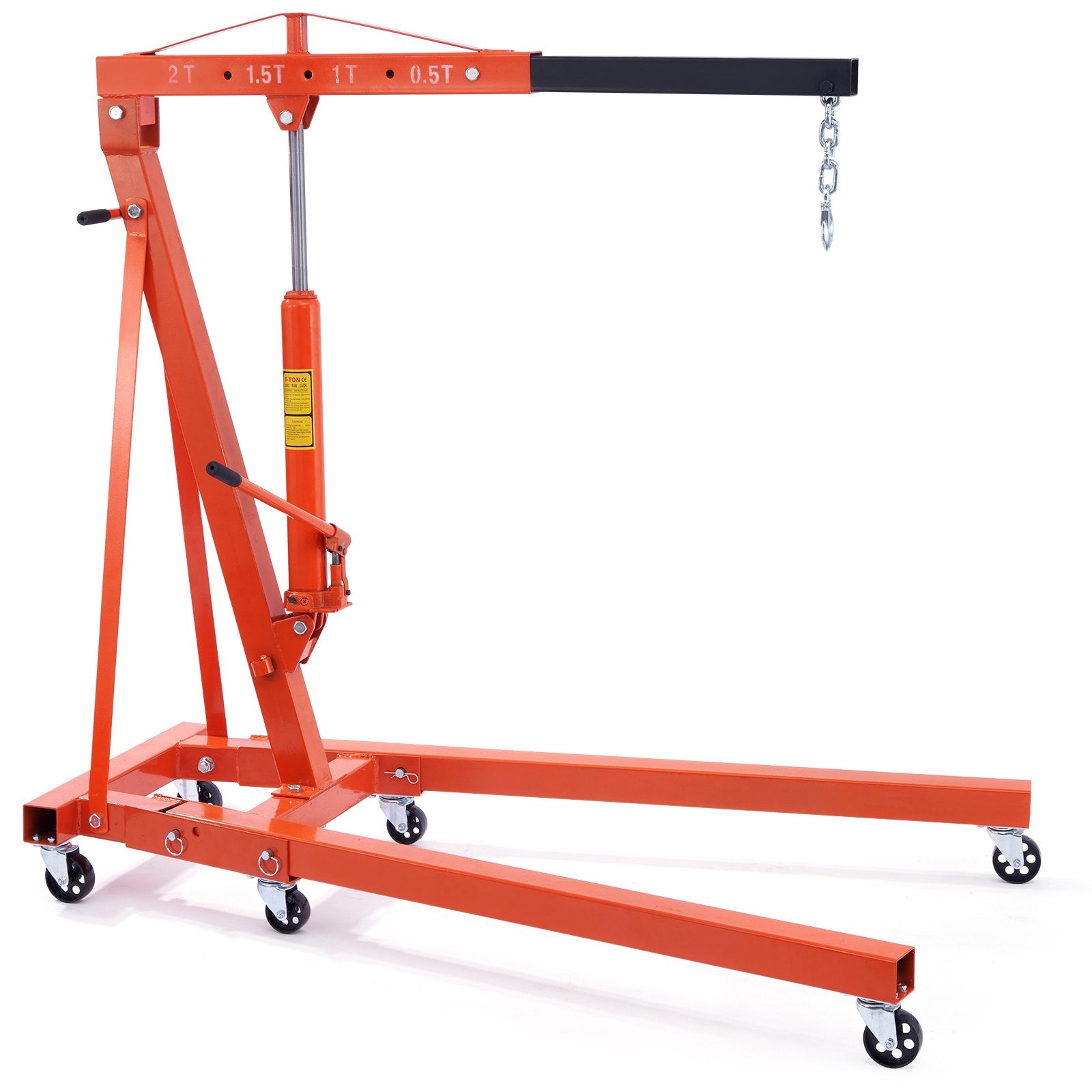 Hydraulic Engine Hoist with Lever, 2 Ton/4400 LBS Heavy-duty Cherry Picker Shop Crane, Foldable Engine Crane and Engine Hoist leveler for Auto Repair, Motors, Weights Lifting, Loading