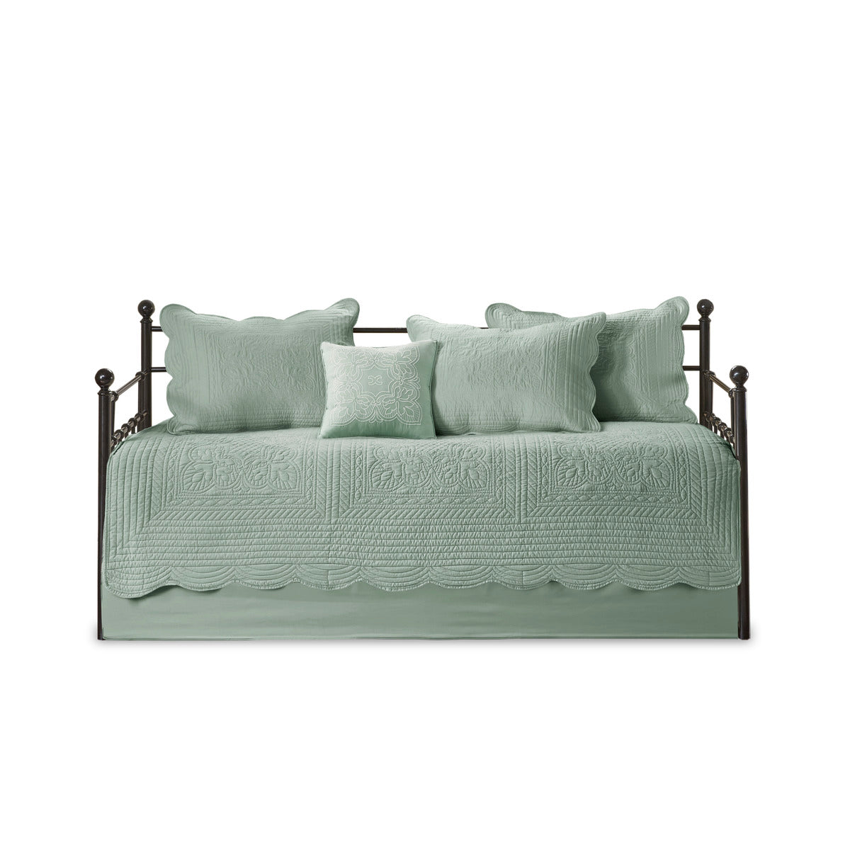 6 Piece Reversible Scalloped Edge Daybed Cover Set Seafoam Daybed