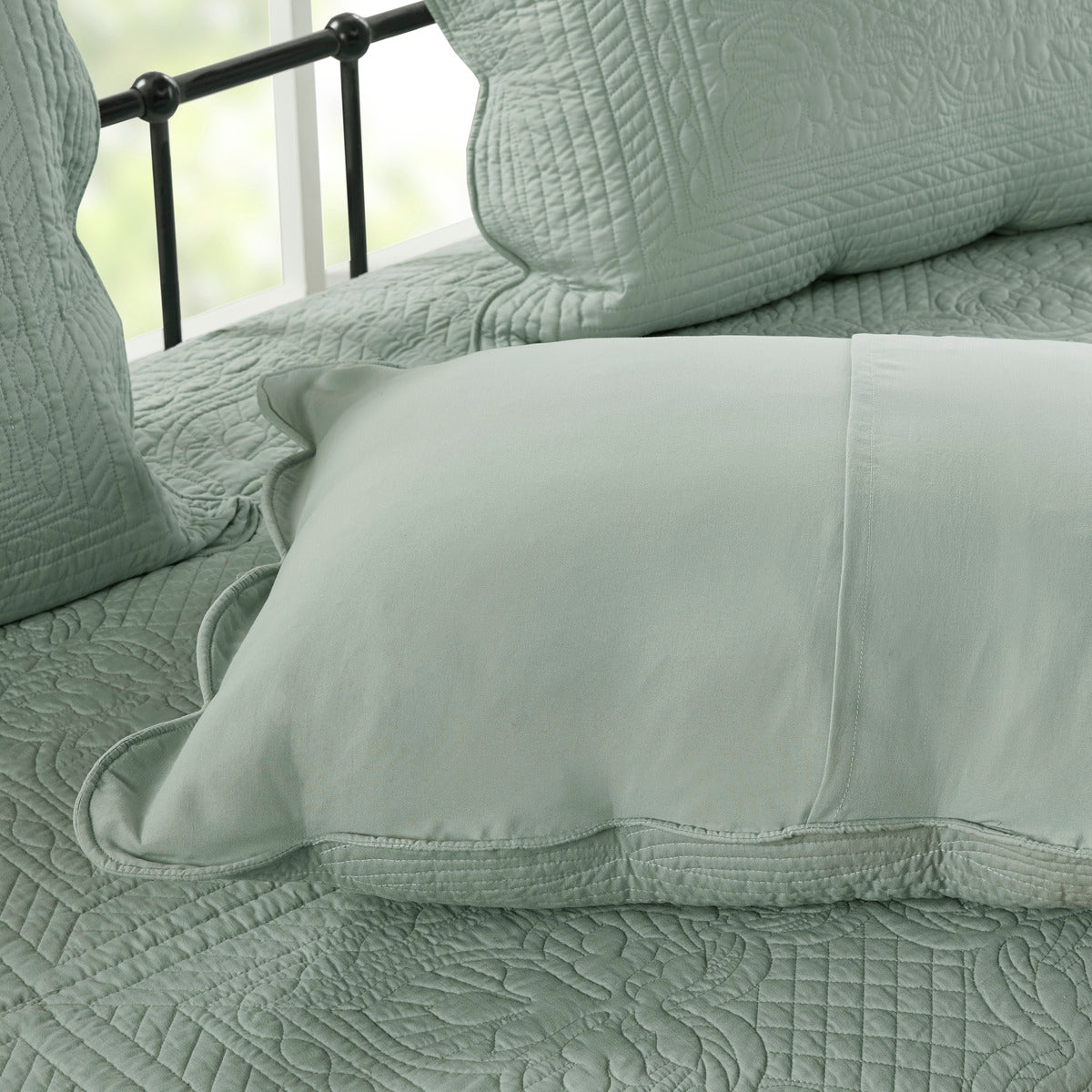 6 Piece Reversible Scalloped Edge Daybed Cover Set Seafoam Daybed