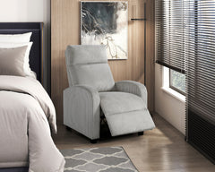 Modern Push Back Recliner Chair Light Gray Soft Corduroy Upholstery Comfort Solid Wood Living Room Furniture 1pc