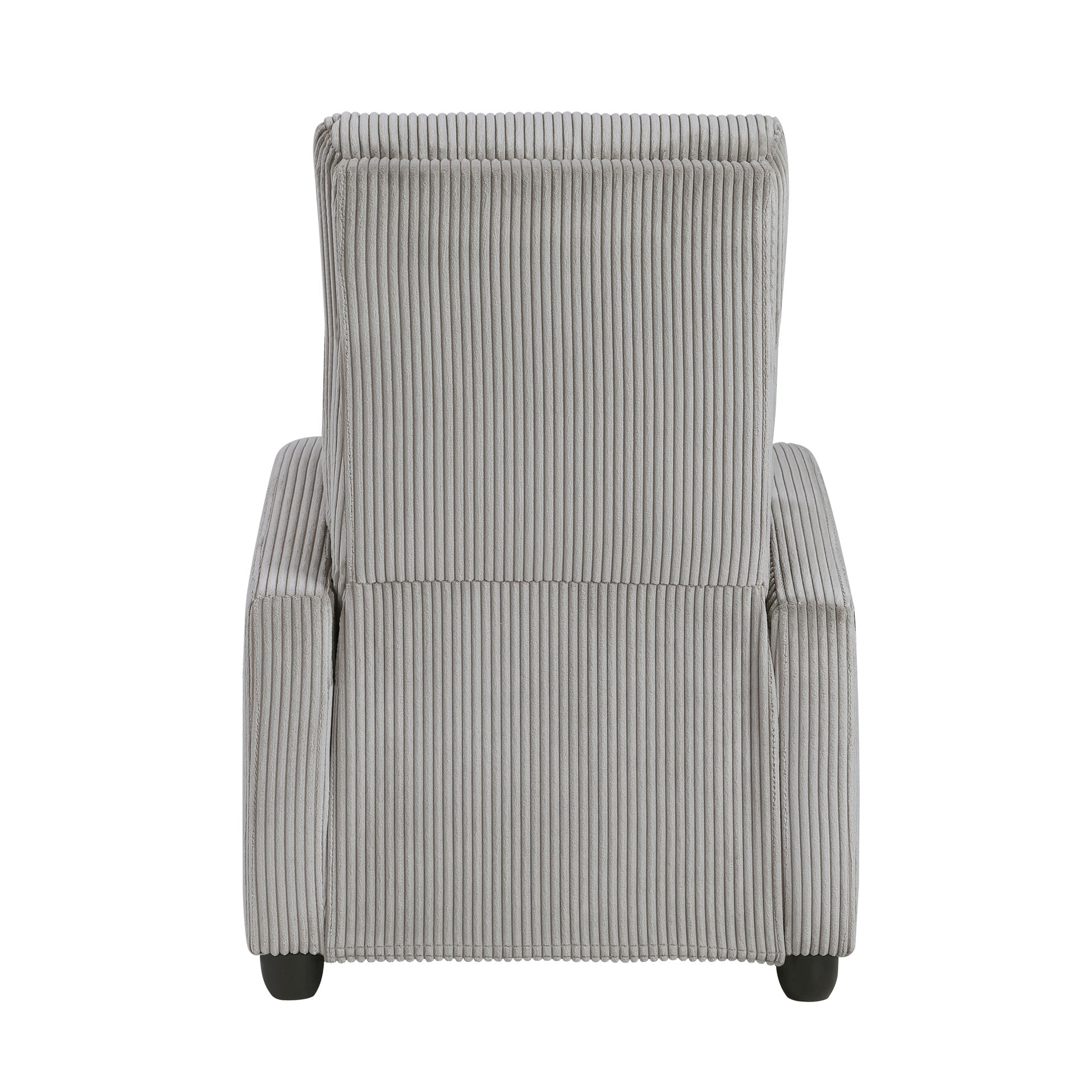 Modern Push Back Recliner Chair Light Gray Soft Corduroy Upholstery Comfort Solid Wood Living Room Furniture 1pc