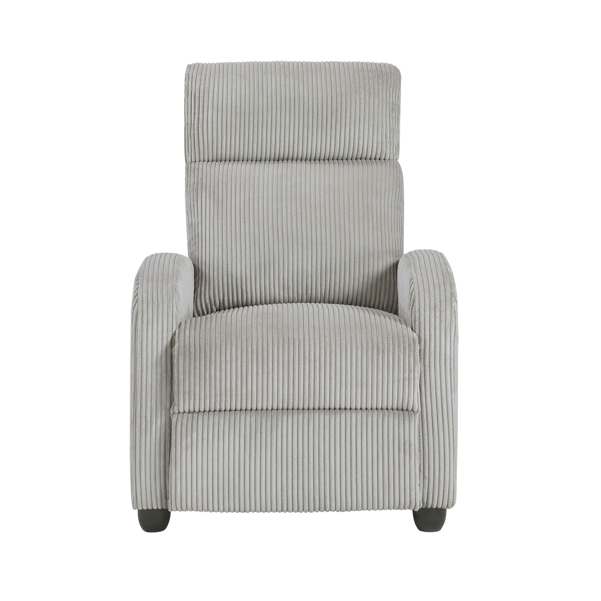 Modern Push Back Recliner Chair Light Gray Soft Corduroy Upholstery Comfort Solid Wood Living Room Furniture 1pc
