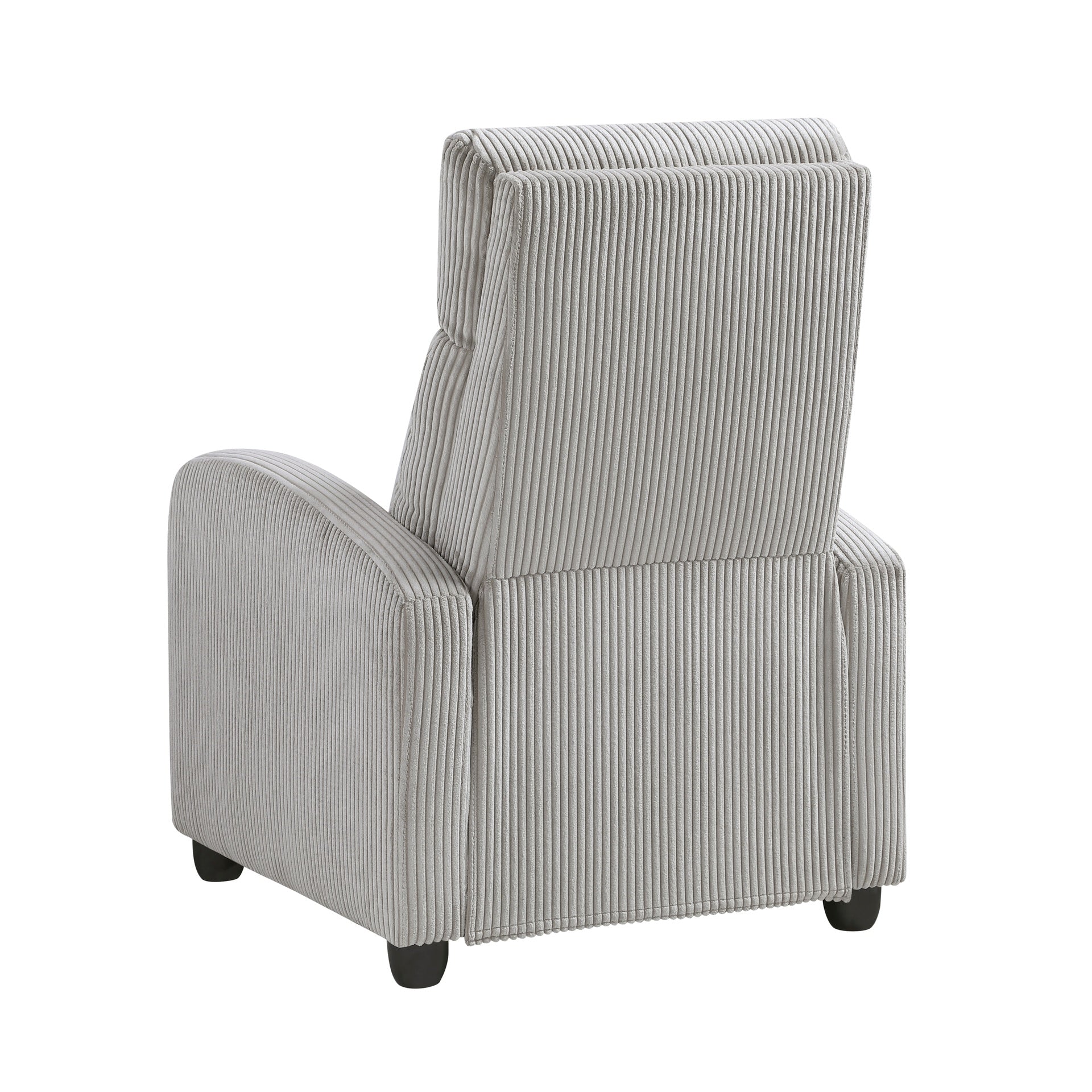 Modern Push Back Recliner Chair Light Gray Soft Corduroy Upholstery Comfort Solid Wood Living Room Furniture 1pc