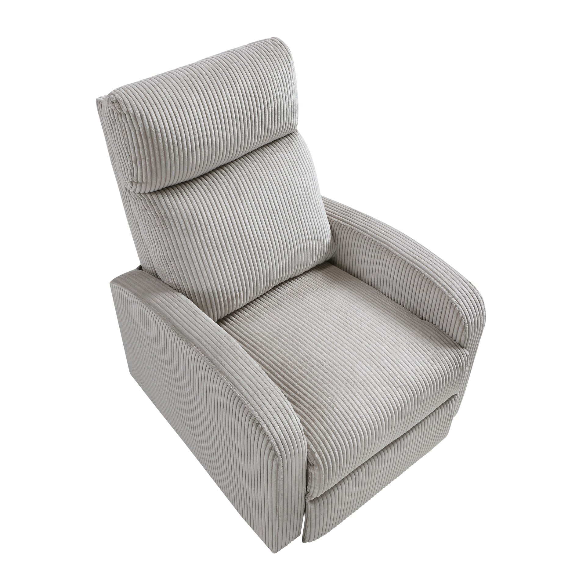 Modern Push Back Recliner Chair Light Gray Soft Corduroy Upholstery Comfort Solid Wood Living Room Furniture 1pc