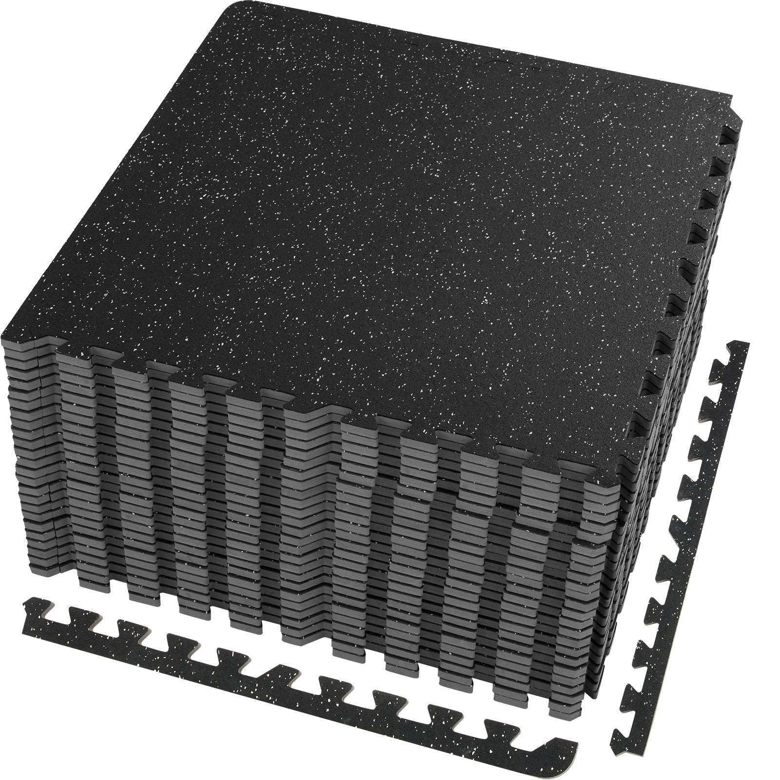 25 PCS 1/2 inch Thick Gym Floor Mats, 24" x 24" EVA Foam & Rubber Top Interlocking Workout Floor Mats with 100 sq.ft Coverage, Waterproof Exercise Puzzle Flooring for Gym, Home, Garage, Basement