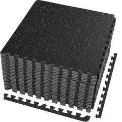 25 PCS 1/2 inch Thick Gym Floor Mats, 24" x 24" EVA Foam & Rubber Top Interlocking Workout Floor Mats with 100 sq.ft Coverage, Waterproof Exercise Puzzle Flooring for Gym, Home, Garage, Basement