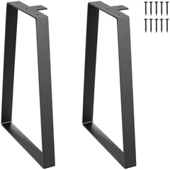 16 inch Trapezoid Steel Table Legs, Replacement Furniture Legs Set of 2 for DIY Coffee Tables, Modern Desks, Bench, Night Stands, Sofa, Max Load 400 lbs Heavy Duty, Quick Instalation Legs Black