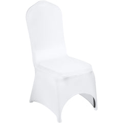 Stretch Spandex Folding Chair Covers, Universal Fitted Arched Front Cover, Removable Washable Protective Slipcovers, for Wedding, Holiday, Banquet, Party, Celebration, Dining (100PCS White)